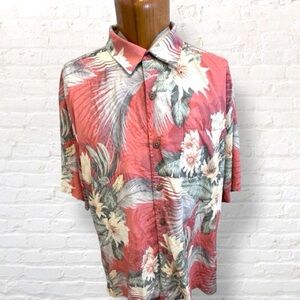 Vintage Tommy Bahama Floral Short-Sleeve Button-Down Silk Aloha Shirt